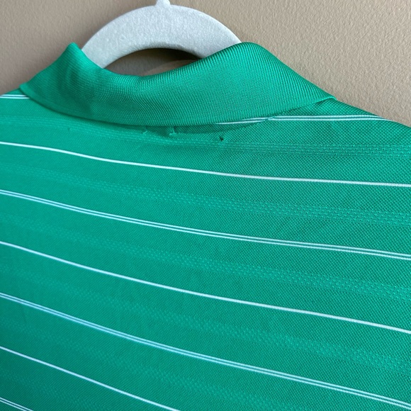 Nike Golf Mens Polo Dri-Fit Green White Striped Short Sleeve Polo Shirt Size L - Picture 4 of 16